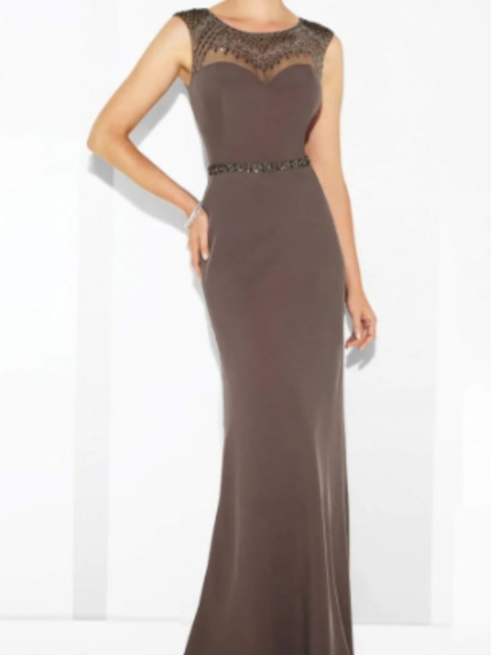 NWT Cameron Blake 117606 Mother of the Bride Dress Smokey Mink Size 6
